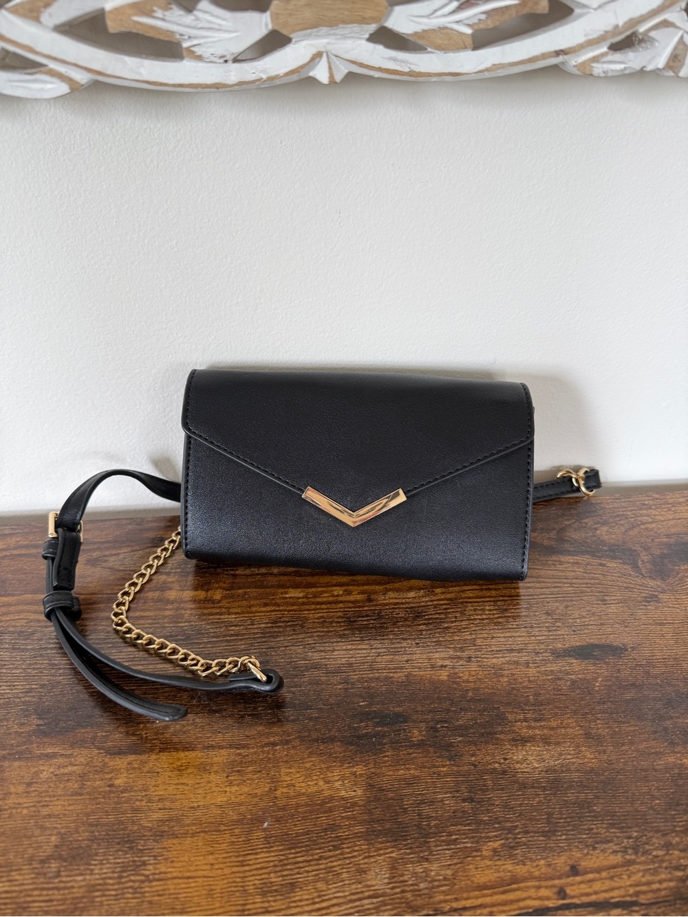 Classic Black BSW Envelope Purse with Gold Accents